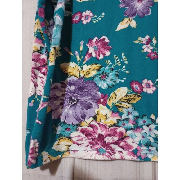 Karen Scott Shirt Ladies‎ Large Turquoise Floral Long Sleeve - Picture 4 of 7